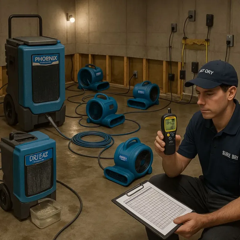 Structural Drying and Dehumidification process in Doffing, TX